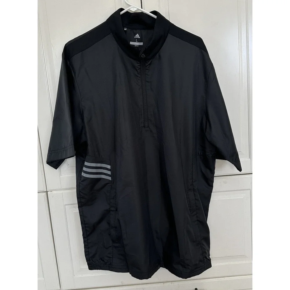 Adidas Men's Golf Windbreaker Pullover Jacket Quarter Zip Black sizes: L